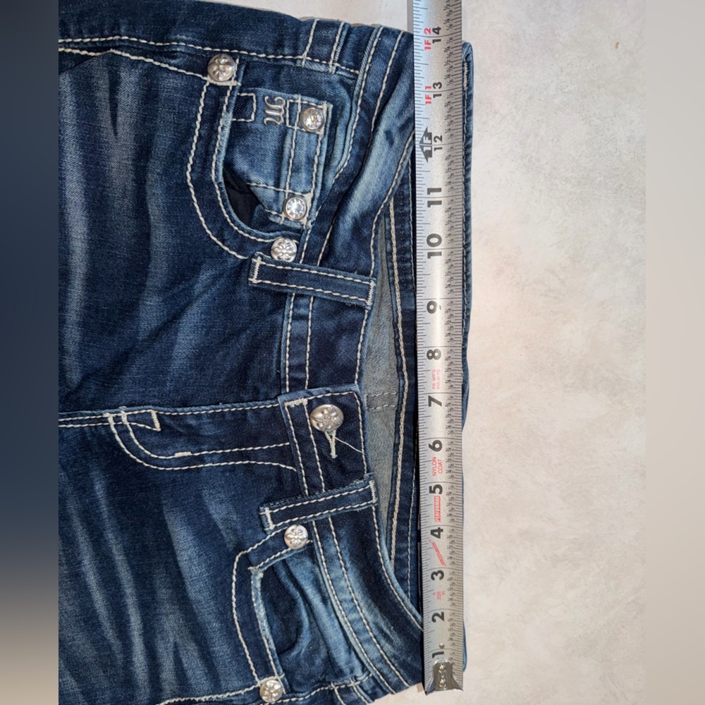 Miss Me Signature Women Jeans Low Rise Bootcut Blue Embellished Size 26x29.5 EUC - Picture 6 of 11